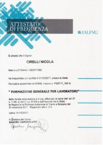 Attestato di Frequenza - Formazione Generale per Lavoratori (Corso 4 ore)