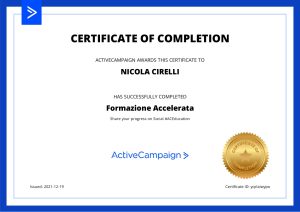 Certificato di Completamento - Formazione ActiveCampaign (2021-12-19)