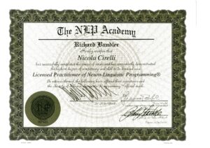 Certificato Licensed Practitioner of NLP - Dr. Richard Bandler