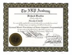 Certificato Licensed Master Practitioner of NLP - Dr. Richard Bandler